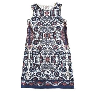 Max Studio Sleeveless Floral Mixed Print Shirt Dress Soft Casual Red White Blue